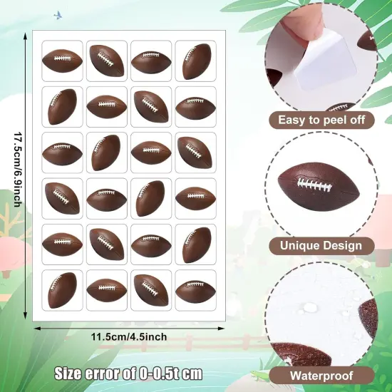 600 Pieces Sports Stickers for Kids Soccer Ball Baseball Football Stickers Basketball Football for Kids Teacher for Ball Themed Birthday Party Classroom Decorations(Football) {2}