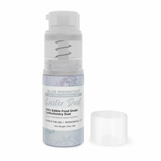 Bakell - Blue Iridescent Luster Dust (4g, 1x Pump) Edible Vegan Dust & Paint for Baking, Desserts and Beverages {5}