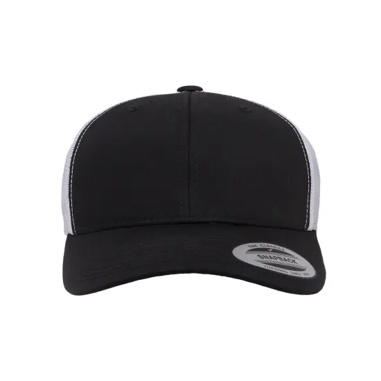 YP Classics&reg; Adult Retro Trucker Cap Vintage & Stylish Fit BLACK/WHITE {1}