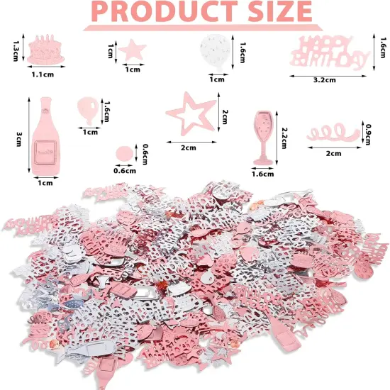 Happy Birthday Confetti Birthday Cake Confetti Metallic Foil Balloon Confetti Table Scatter Confetti Birthday Confetti for Table Balloon Cake Birthday Party Decoration Supplies {2}