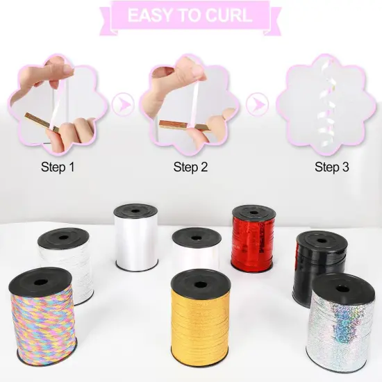 500 Yard Curling Ribbon, 3/16" White Gradient Curly Ribbons for Gift Wrapping, Balloon Ribbon, Balloon String, Laser Ribbon, Thin Ribbon, Gift Ribbon {4}