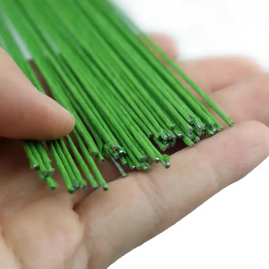 Green Floral Wire 50 PCS 14 Inch 18 Gauge (1.2mm) Paper Wrapped Floral Stem Wire Wreath Wire Florist Wire Strong Wire for DIY Crafts Garland Flower Arrangements and Christmas Wreaths Tree {2}