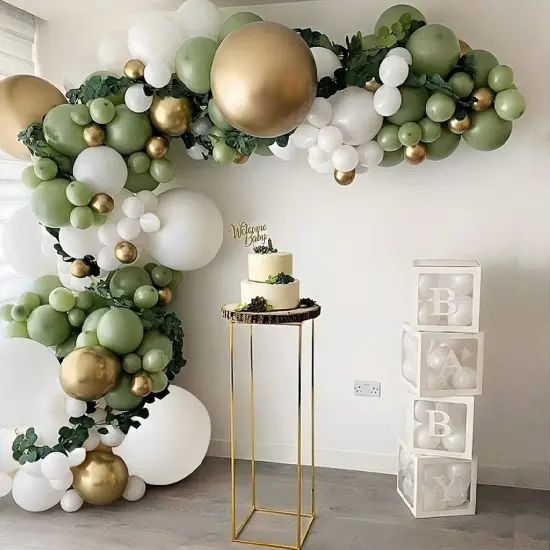 152PCS Sage Green Balloon Garland Arch Kit Green and Gold Balloon Garland Kit Retro Green and White Latex Balloons Set for Wedding Birthday Party Baby Shower Decoration {1}