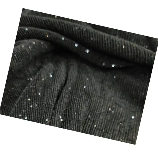 Black Textured Pleated Sequin Spandex 4 Way Stretch Fabric {5}