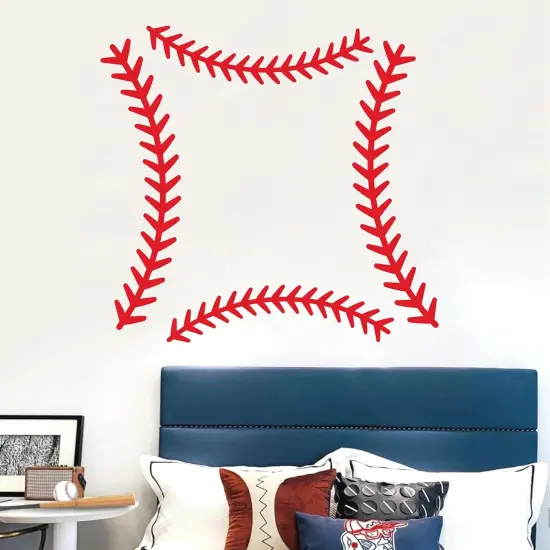 Vinyl Baseball Wall Decals Big Baseball Stitches Stickers Peel and Stick Ceiling Decals Baseball Lace Wall Stickers Large Sport Ball Wall Stickers for Teens Boy Girl Bedroom Playroom Decor {4}