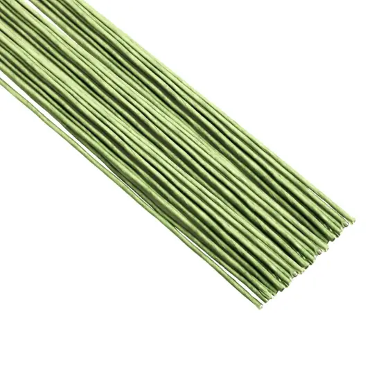 50/Package Floral Stems Wire for Paper Flower 16 Gauge Green Floral Paper Wrapped Wire 16 inch Artificial Crafts Wire Wreath Making Supplies for Wedding DIY {1}