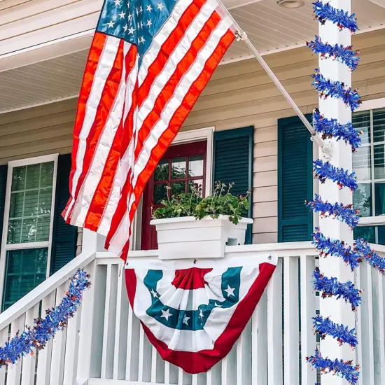 4th of July Garland Decor,33Ft Glitter Tinsel Patriotic Decorations for Tree Car Golf Cart Parade Float Bike Outdoor Holiday Independence Day Memorial Day Veteran's Day USA Summer Red White Blue {2}