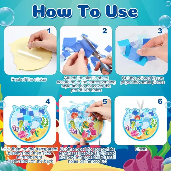 24 Pcs Summer Craft Kits Under The Sea Scene Suncatcher Kit Make a Ocean Animal Suncatcher Craft Ornament Under The Sea Scene {3}