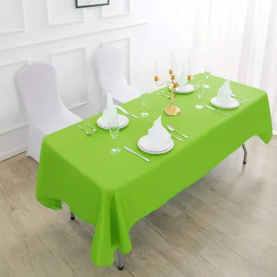 Rectangle Tablecloth 90x132 inch Washable Polyester Fabric Table Cloth for Wedding Party Dining Banquet Decoration（90x132, Apple Green） {4}