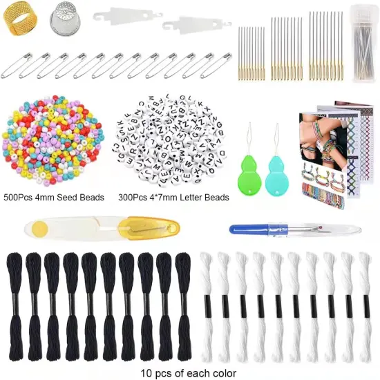 Friendship Bracelet String Kits with Organizer Storage Box, 110 Colors Embroidery Floss 52Pcs Cross Stitch Tools-Labeled with Embroidery Thread Numbers for Bobbins Great Production Gift {2}