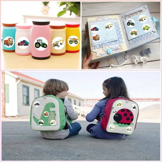 1000 PCS Cartoon Truck Car Stickers Roll for Kids- Round 1.5 Inch 16 Styles Cars Kindergarten Teacher Stickers Kids Birthday Party School Reward Giveaways {4}