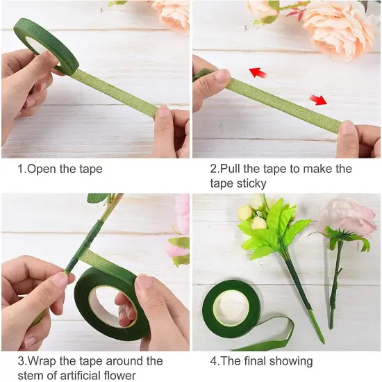 Floral Arrangement Kit with Green Floral Tape, 22 Gauge Floral Wire Stems, 26 Gauge Paddle Floral Wire and Floral Wire Cutter for Bouquets banquets, Artificial Flowers {3}