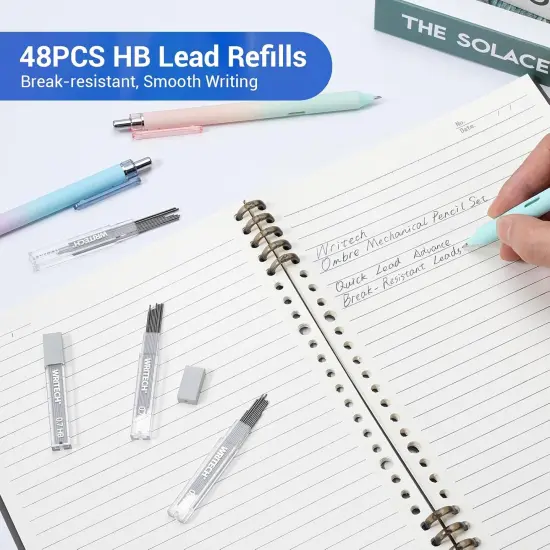 Up Mechanical Pencil Set: 6ct Gradient Barrel 0.7mm Mechanical Pencils with 4 Tubes of HB Lead Refills and 2 Extra Erasers for Writing Drawing Sketching Drafting {4}