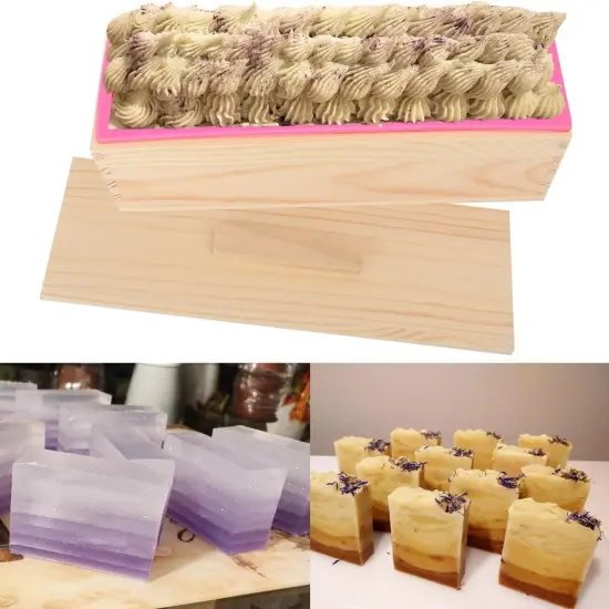 Artisan Soap Mold Loaf Wood Box with 4 Pink Silicone Molds - 42oz, Flexible & Heat Resistant {3}