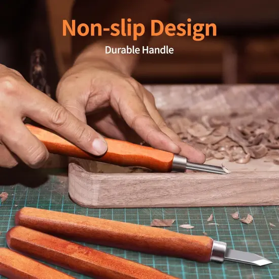 Wood Carving Tools Kit - 12 Pcs Super Sharp and Sturdy Wood Carving Knife Set for Beginners, Professionals, Hobbyists, Artists, and Sculptors - Multipurpose Sculpting, Soap Carving, Pumpkin Carving {4}