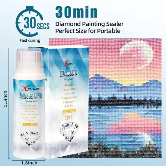 Diamond Painting Sealer 2 Pack 240ML 5D Diamond Painting Glue Sealer Permanent Hold & Shine Effect Diamond Painting Accessories Glue for Diamond Painting, Puzzles and DIY Craft (4 OZ Each Bottle) {2}