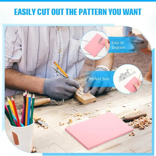 4 Pcs 4" x6&ldquo; Pink Rubber Art Soft Linoleum Carving Block, Rubber Crafts Linocut Block for Printmaking,Stamp Carving Block {4}