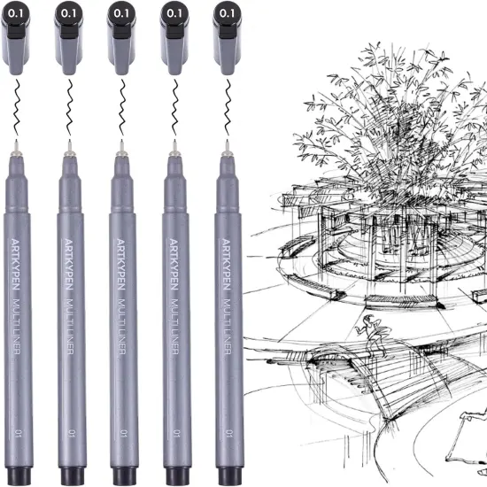Micro Fineliner Drawing Art Pens: 5 Pack 0.25 mm Black Fine Line Waterproof Ink pen, Artist Supplies for Adults Sketching Anime Manga Watercolor Calligraphy Technical Illustrators {1}