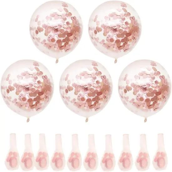 Rose Gold Confetti Latex Balloons, 50pcs 12 Inch Party Balloons {2}