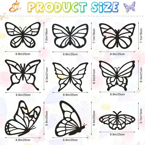 9 Pieces Summer Crafts for Kids, Summer Suncatcher Kit Butterfly Suncatchers Tissue with 12 Colors Large Tissue Paper Art Craft DIY Window Art Party Favors {3}