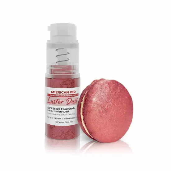 Bakell - American Red Luster Dust (4g, 1x Pump) Edible Vegan Dust & Paint for Baking, Desserts and Beverages {1}