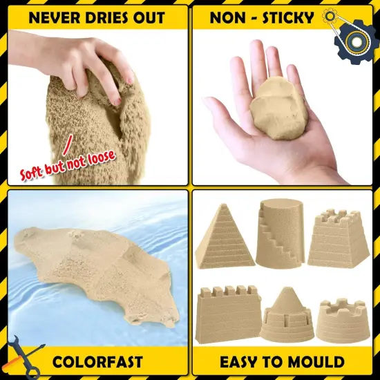 Summer Construction Sensory Bin - Play Sand Kit with Toy Truck and 4lbs Magical Sand, Pretend Play Beach Sensory Toy Sandbox, Kids Gifts for Girls and Boys {3}