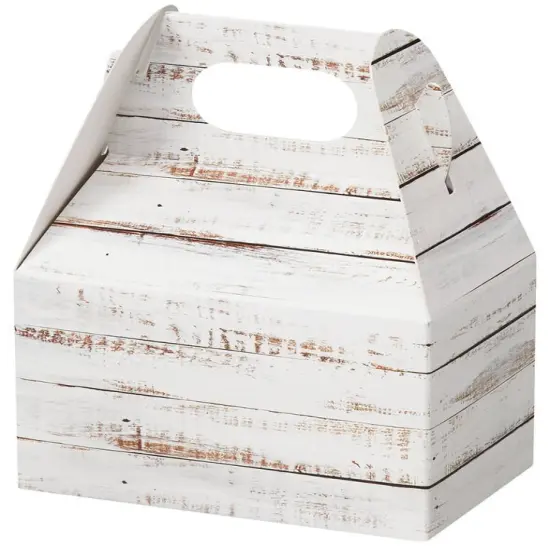 Pack/6: Distressed White Wood Gable Box - 4 x 2-1/2 x 2-1/2" {1}