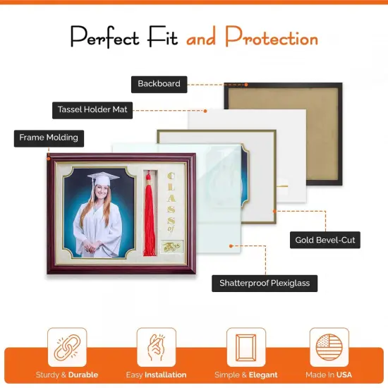 iFrame Graduation Photo & Tassel Frame I 5x7 & 8x10 Picture Frame For 2025 Class Year | Real Wood Cherry, Black and Walnut Finish I Wall Mount & Tabletop Graduation Frame | Made in USA {11}