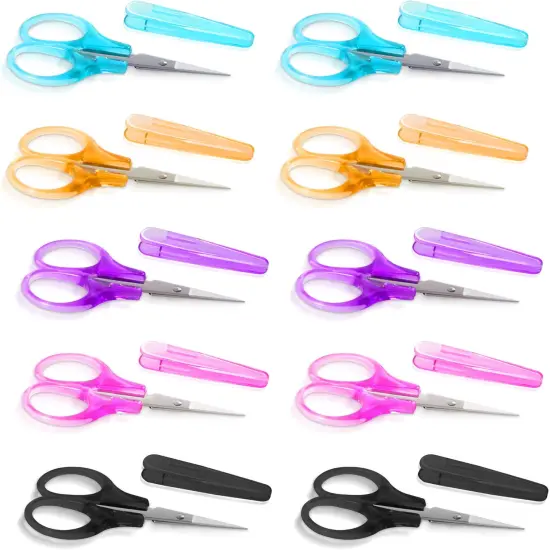 10 Pcs Small All Purpose Scissors, Stainless Steel Sharp Mini Detail Craft Scissors With Protective Cover, 3.5" Tiny for Embroidery, Paper Cutting, Sewing, Knitting, Crafting {1}