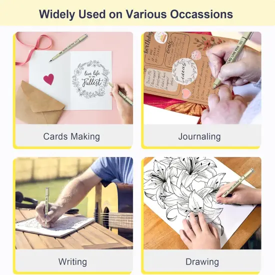 Micro Fineliner Pens 6 Size/Set, Ultra Fine Fineliner Pen, Brush Marker Pen, Water-based Black Pigment Ink, Drawing Journaling Doodle Supplies for Artists, Designers, Students {4}