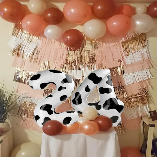 Balloons Number 6th Birthday Balloon for Boy Girl, 40 Inch Black White Cow Print Large 6 Foil Mylar Foil Balloon Helium Number Balloons Animal Farm Cowboy Cowgirl Themed Party {2}