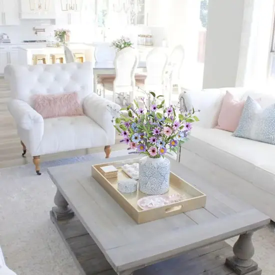 6 Pcs Daisy Summer Tabletop Floral Arrangements Flowers Artificial Silk Spring Flowers Colorful Fake Wildflowers Bouquet Faux Flower Stems Arrangements {4}