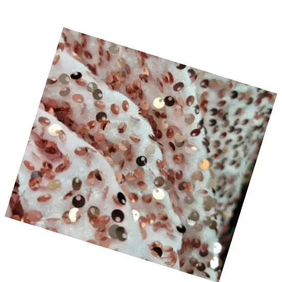 Rose Gold Sequin on Stretch Pink Velvet Fabric {5}