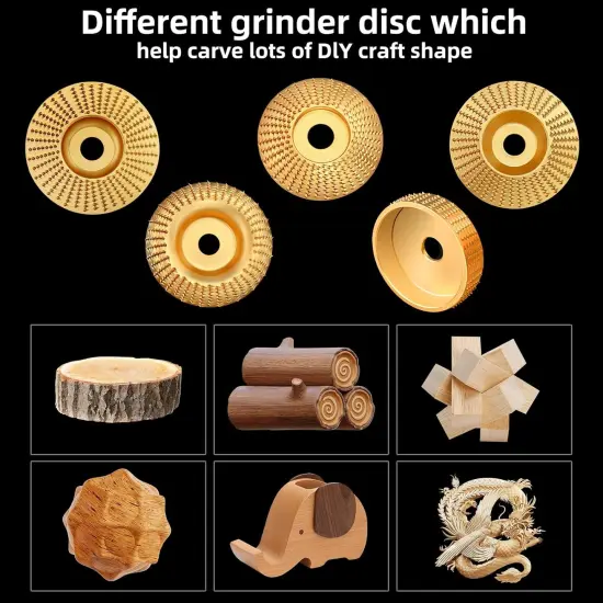Angle Grinder Woodcarving Disc Set,Five Pcs Wood Carve Kit, 4" or 4" 1/2 with 5/8" Arbor for Angle Grinder, Wood Shaping Wheel, Stump Grinding Tools for Cutting,Grinding,Carving (5 PCS Carving Disc Set) {4}