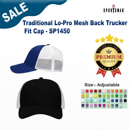 Sportsman&reg; Traditional Lo Pro Mesh Back Trucker Fit Cap Chino Grey/ Black {3}