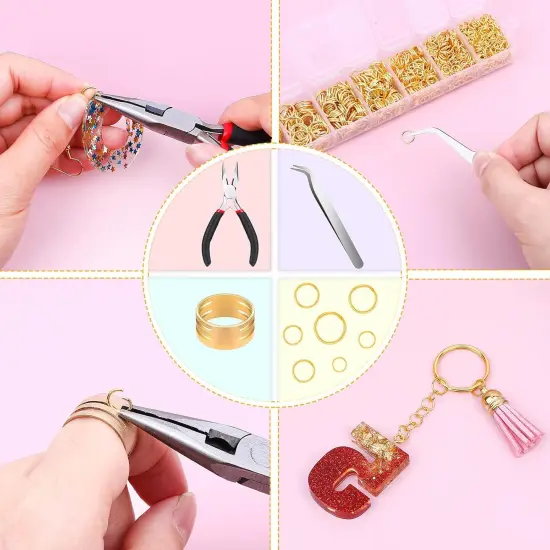 1500Pcs Jewelry Necklace Repair Kit with Jewelry Making Supplies and Jewelry Pliers for Bangle Charms, Earrings and Nail Piercing {3}