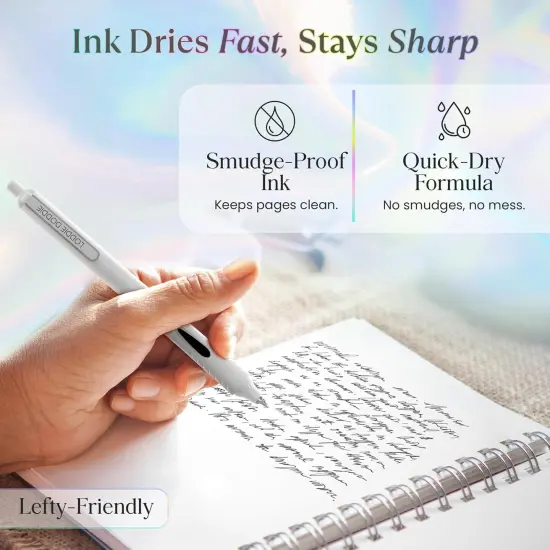 Retractable Gel Pens - 0.5mm Tip Gel Pens for Journaling, White Barrels, Silent Clicker, Smooth Writing, Quick-Dry Ink, Gel Pen Set {4}