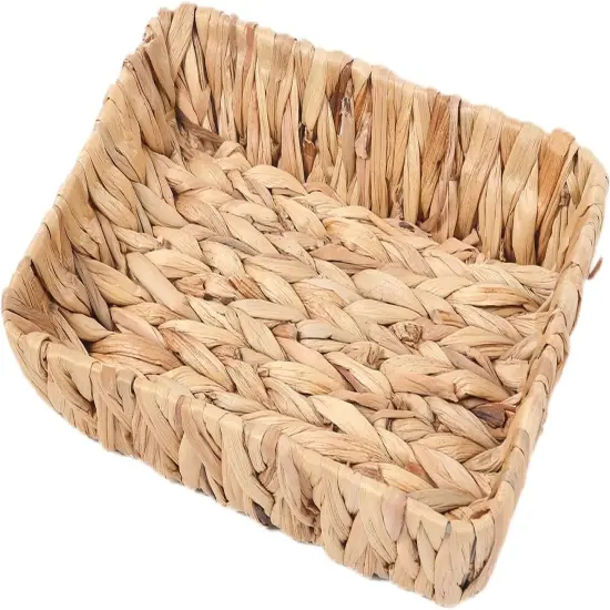 Hand-Woven Summer Storage Baskets, Water Hyacinth Wicker Baskets for Organizing,Woven Baskets, Organizer, Natural Container，13.38&rdquo; x 9.5&rdquo; x 2.75&rdquo; {2}