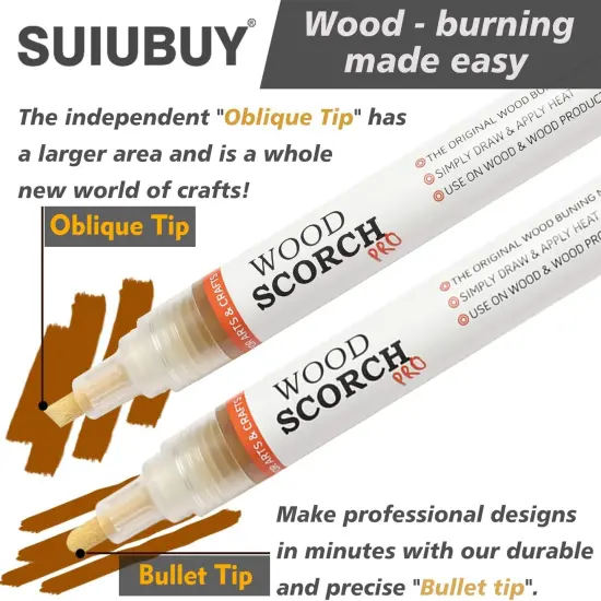 Wood Burning Pen Kit, 4 PCS Scorch Pens Equipped with 4 PCS Replacement Oblique Tip, Chemical Wood Burner Set, Suitable for Beginners of DIY Wood Burning Projects {4}