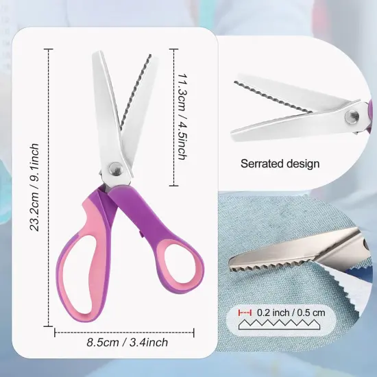 Zig Zag Scissors, Scrapbook Scissors Decorative Edge for Adults, Great for Many Kinds of Sewing Fabrics Leather and Craft Paper, Professional Handheld Dressmaking {4}