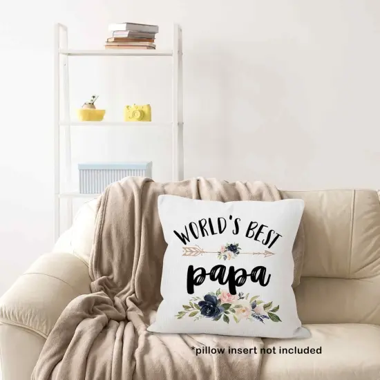 World's Best Papa Gifts Throw Pillow Cover 18x18, Birthday Holiday Pillow Case for Father, Father Dad Square Decor Pillowcase for Home Bedroom Living Room Couch Bed Sofa {5}