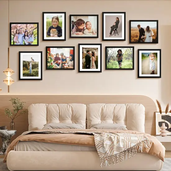 8x10 Picture Frame 1 Pack, Photo Frame with HD Plexiglass, Display Pictures 5x7 with Mat or 8x10 Without Mat, Picture Frames Collage for Tabletop or Wall Display, Black {5}