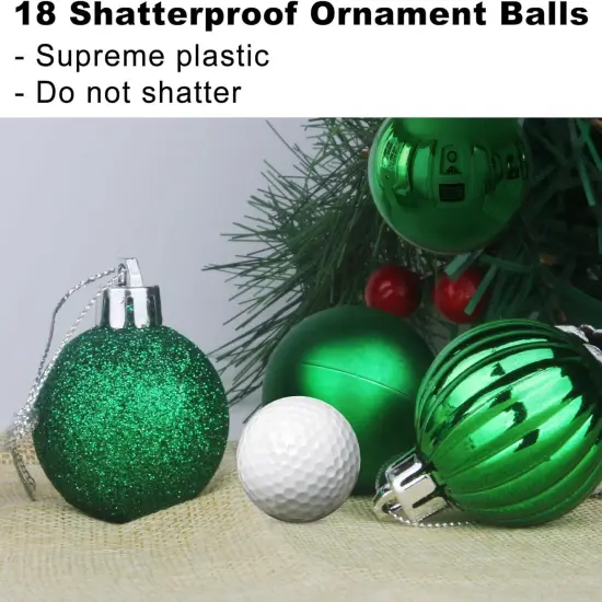 18Pcs Christmas Balls Ornaments for Xmas Tree - Shatterproof Christmas Tree Decorations Medium Hanging Ball Green 2.5in x 18 Pack {3}
