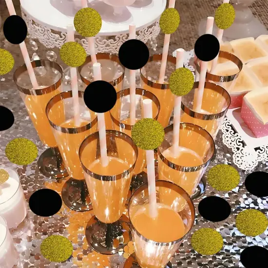 Glitter Confetti Circles Party Decorations, Black and Gold Confetti Circle for Graduation Decorations Class of 2025, Graduation Party Decorations, Grad Table Decor (1.2" in Diameter, 200Pcs) {3}