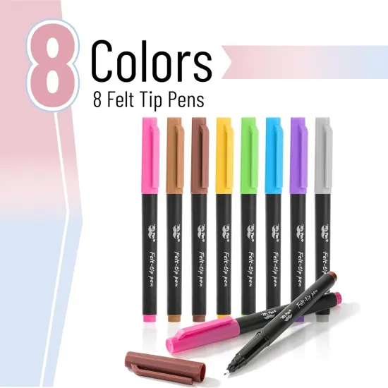 Felt Tip Pens, 8 Pack, Colorful Felt Tip Pens {2}