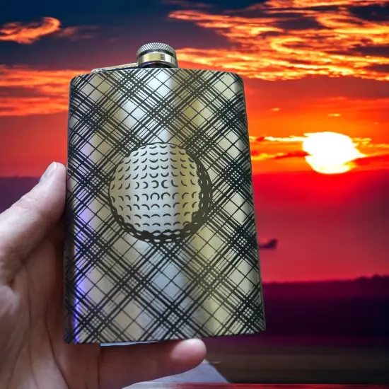 8oz Plaid Golf Stainless Steel Flask {5}