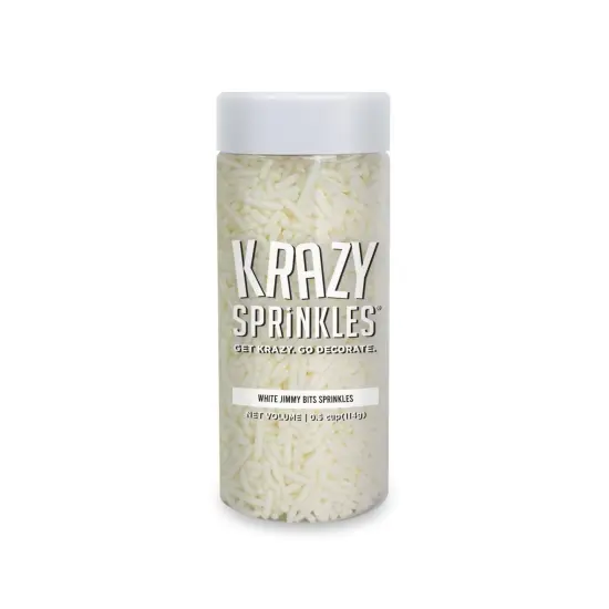 Krazy Sprinkles - White Jimmies (1/2 Cup, 1x Jar) for Cakes, Ice Cream & Cookies {3}
