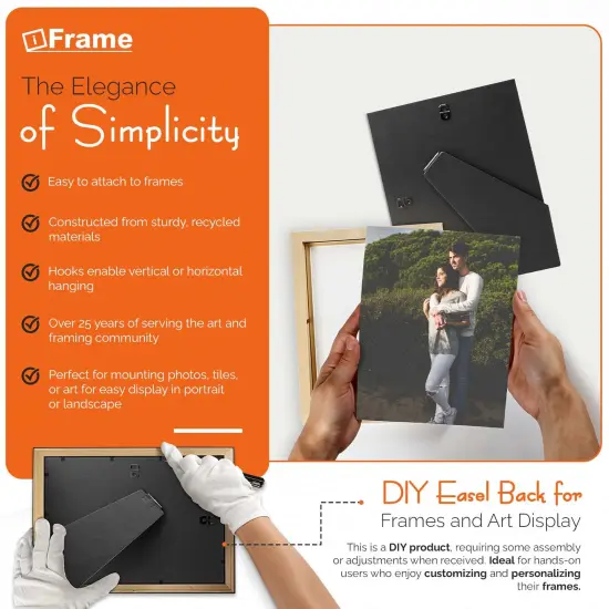 Adjustable DIY Easel Backs | Solid Black Cardboard Back | Fits Most Photo Frames | USA Designed and Made {5}
