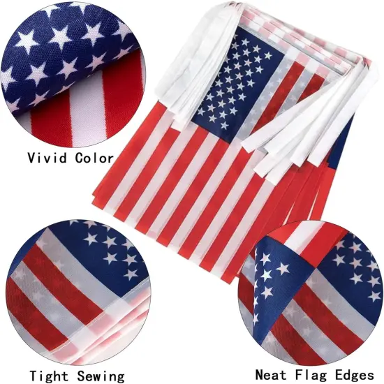 American Flags USA String Flag Banners for Patriotic Events 4th of July Independence Day Sports Bars Inside Outside Decorations 33 Feet 30 Flags {2}