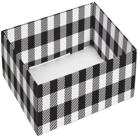 Pack/6: Black & White Plaid Decorative Trays - 12 x 9 x 3" {1}